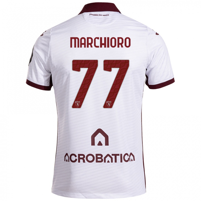 Niño Camiseta Raffaele Marchioro #77 Blanco Granate 2ª Equipación 2024/25 La Camisa Chile