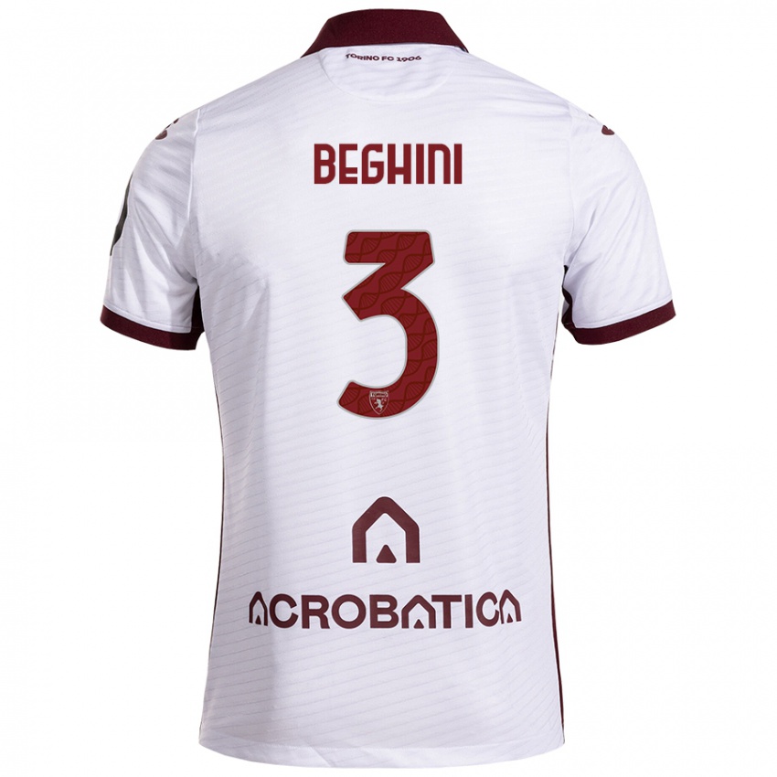 Niño Camiseta Giulia Beghini #3 Blanco Granate 2ª Equipación 2024/25 La Camisa Chile