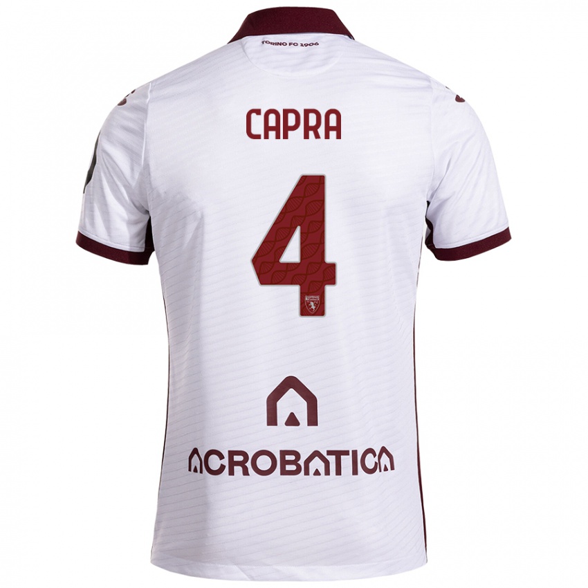 Niño Camiseta Valentina Capra #4 Blanco Granate 2ª Equipación 2024/25 La Camisa Chile