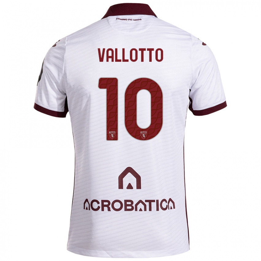 Niño Camiseta Greta Vallotto #10 Blanco Granate 2ª Equipación 2024/25 La Camisa Chile