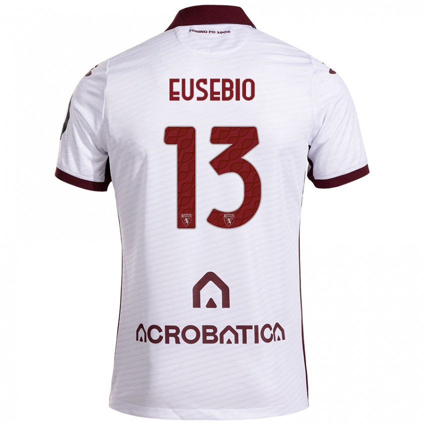 Niño Camiseta Chiara Eusebio #13 Blanco Granate 2ª Equipación 2024/25 La Camisa Chile