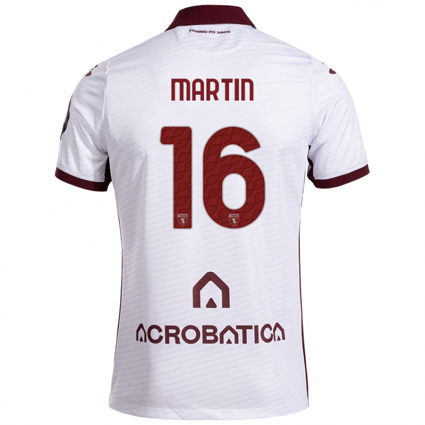 Niño Camiseta Francesca Martin #16 Blanco Granate 2ª Equipación 2024/25 La Camisa Chile