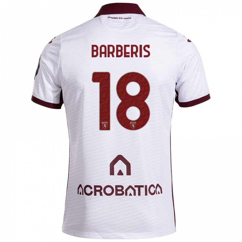 Niño Camiseta Laura Barberis #18 Blanco Granate 2ª Equipación 2024/25 La Camisa Chile