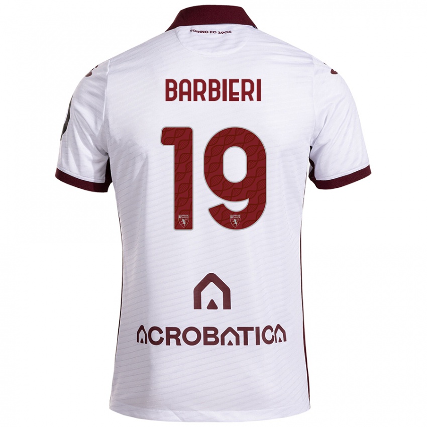 Niño Camiseta Raffaella Barbieri #19 Blanco Granate 2ª Equipación 2024/25 La Camisa Chile