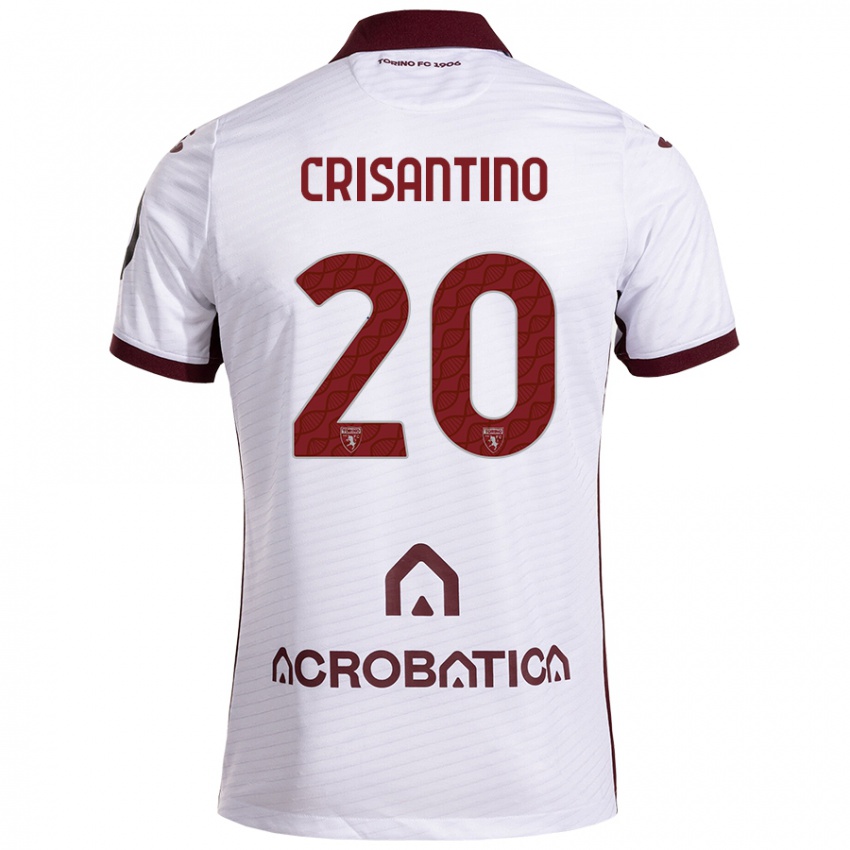 Niño Camiseta Giulia Crisantino #20 Blanco Granate 2ª Equipación 2024/25 La Camisa Chile