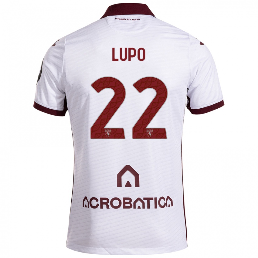 Niño Camiseta Enrica Lupo #22 Blanco Granate 2ª Equipación 2024/25 La Camisa Chile