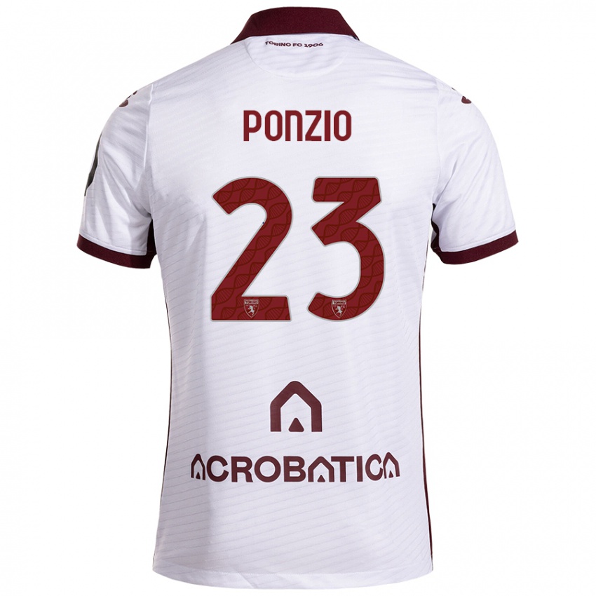 Niño Camiseta Erika Ponzio #23 Blanco Granate 2ª Equipación 2024/25 La Camisa Chile