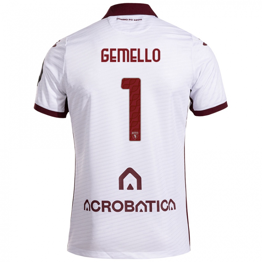 Niño Camiseta Luca Gemello #1 Blanco Granate 2ª Equipación 2024/25 La Camisa Chile