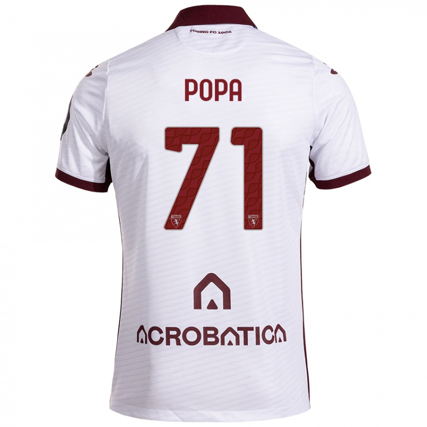 Niño Camiseta Mihai Popa #71 Blanco Granate 2ª Equipación 2024/25 La Camisa Chile