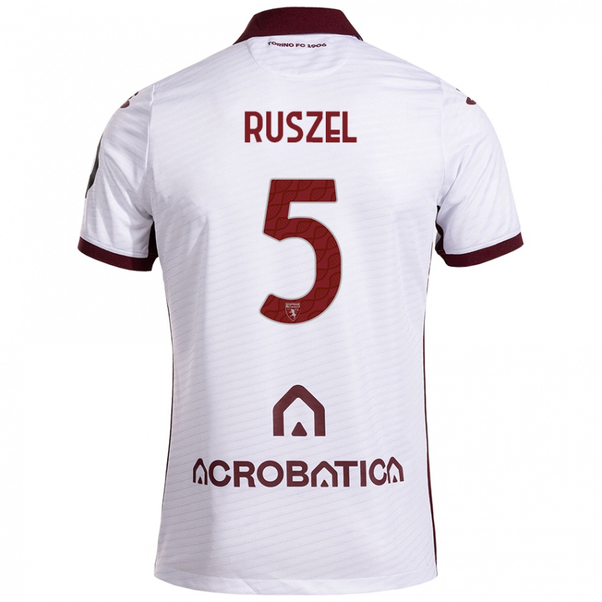 Niño Camiseta Marcel Ruszel #5 Blanco Granate 2ª Equipación 2024/25 La Camisa Chile