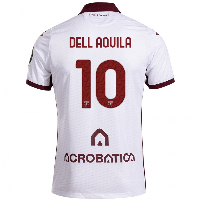 Niño Camiseta Francesco Dell'aquila #10 Blanco Granate 2ª Equipación 2024/25 La Camisa Chile