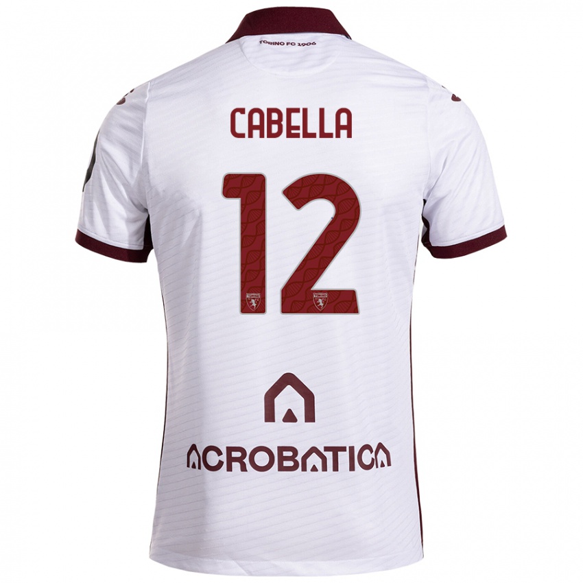 Niño Camiseta Matteo Cabella #12 Blanco Granate 2ª Equipación 2024/25 La Camisa Chile