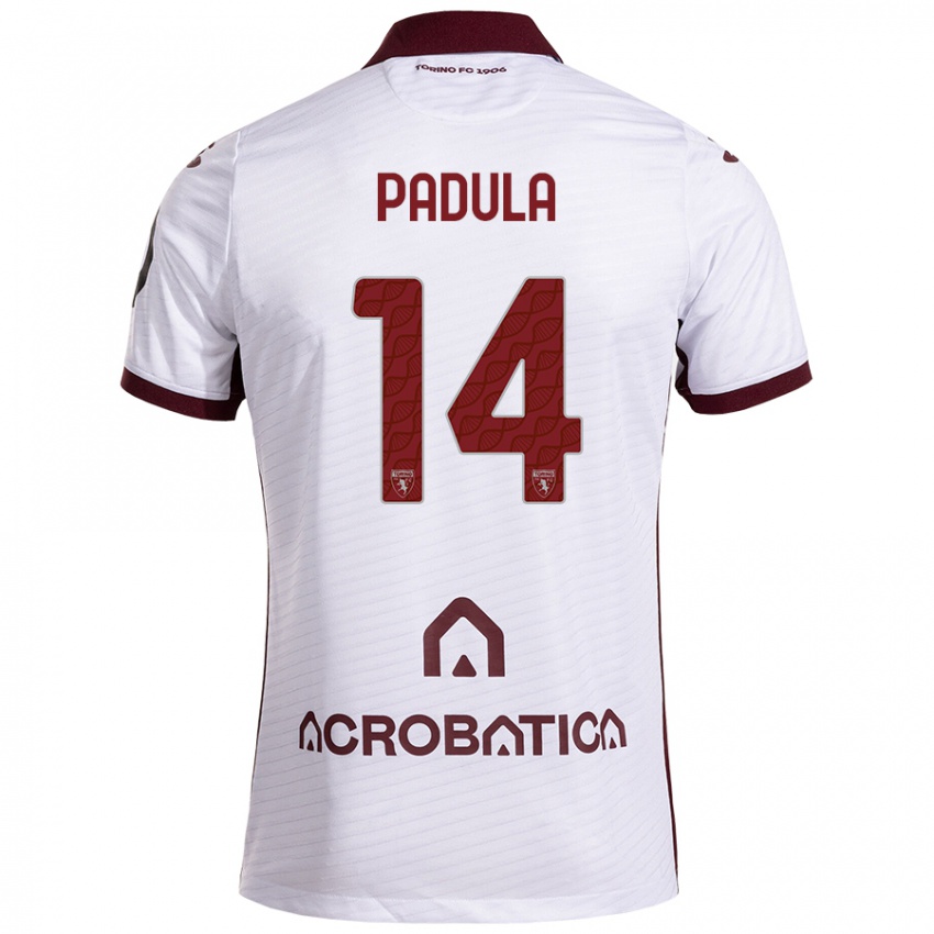 Niño Camiseta Cristian Padula #14 Blanco Granate 2ª Equipación 2024/25 La Camisa Chile