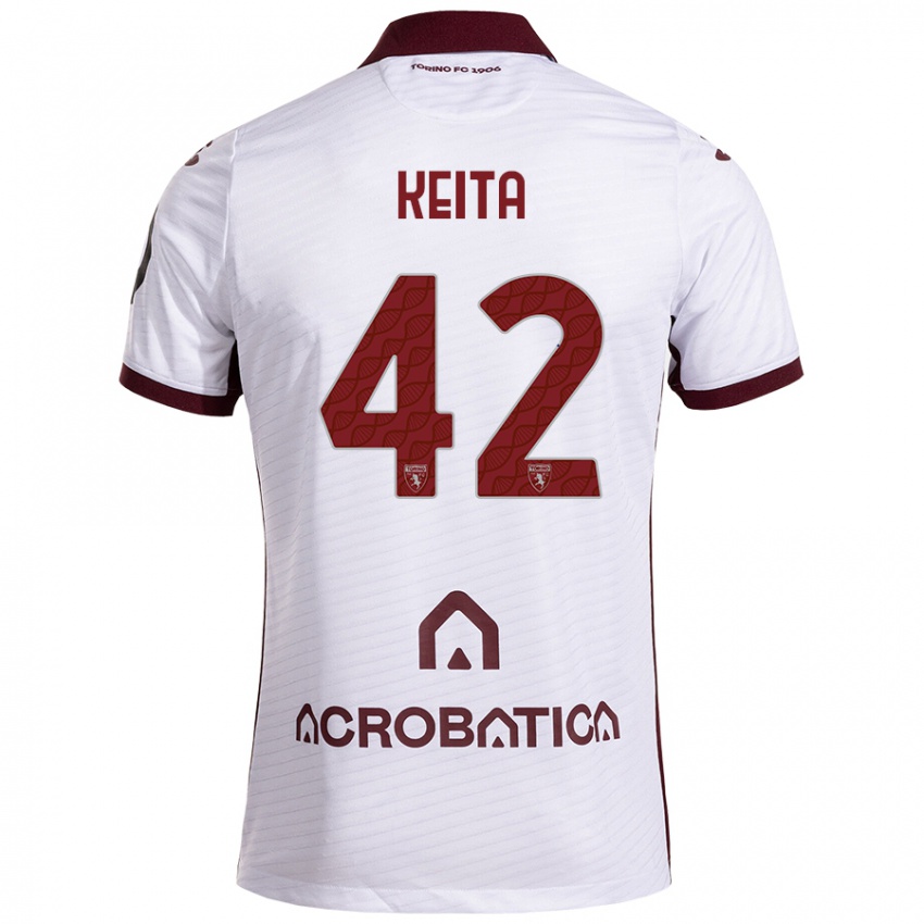 Niño Camiseta Karamoko Keita #42 Blanco Granate 2ª Equipación 2024/25 La Camisa Chile