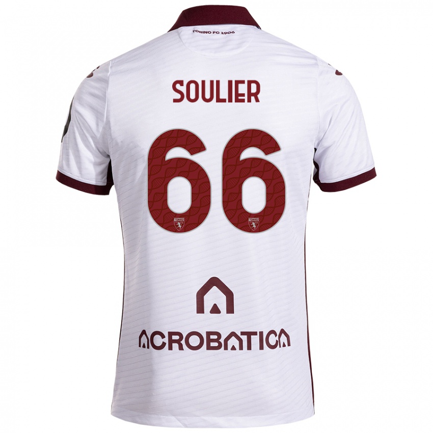 Niño Camiseta Evan Soulier #66 Blanco Granate 2ª Equipación 2024/25 La Camisa Chile