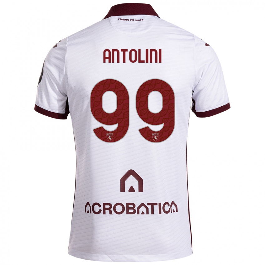 Niño Camiseta Jacopo Antolini #99 Blanco Granate 2ª Equipación 2024/25 La Camisa Chile