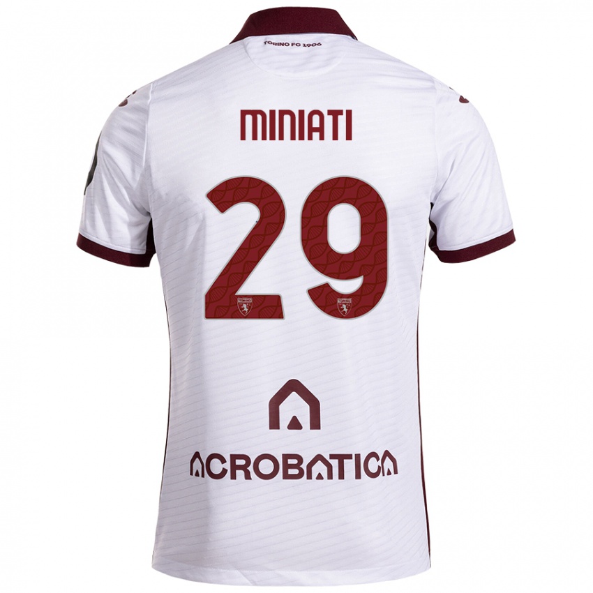 Niño Camiseta Elisa Miniati #29 Blanco Granate 2ª Equipación 2024/25 La Camisa Chile