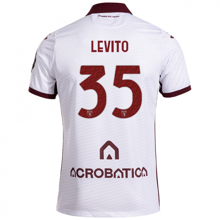 Niño Camiseta Isabeau Levito #35 Blanco Granate 2ª Equipación 2024/25 La Camisa Chile