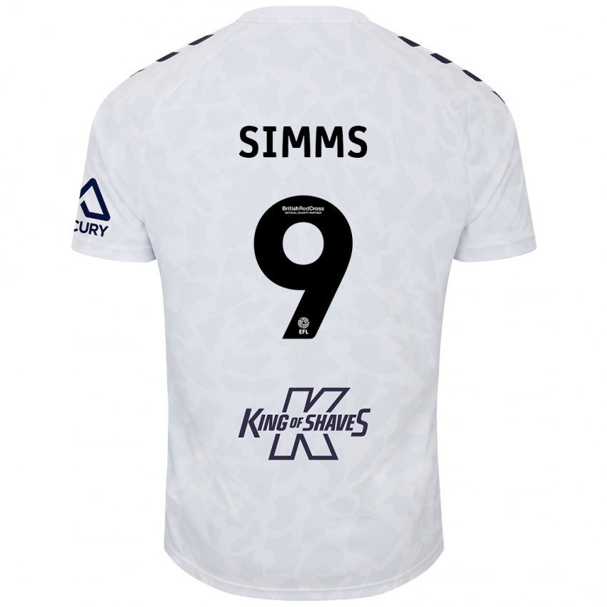 Niño Camiseta Ellis Simms #9 Blanco 2ª Equipación 2024/25 La Camisa Chile