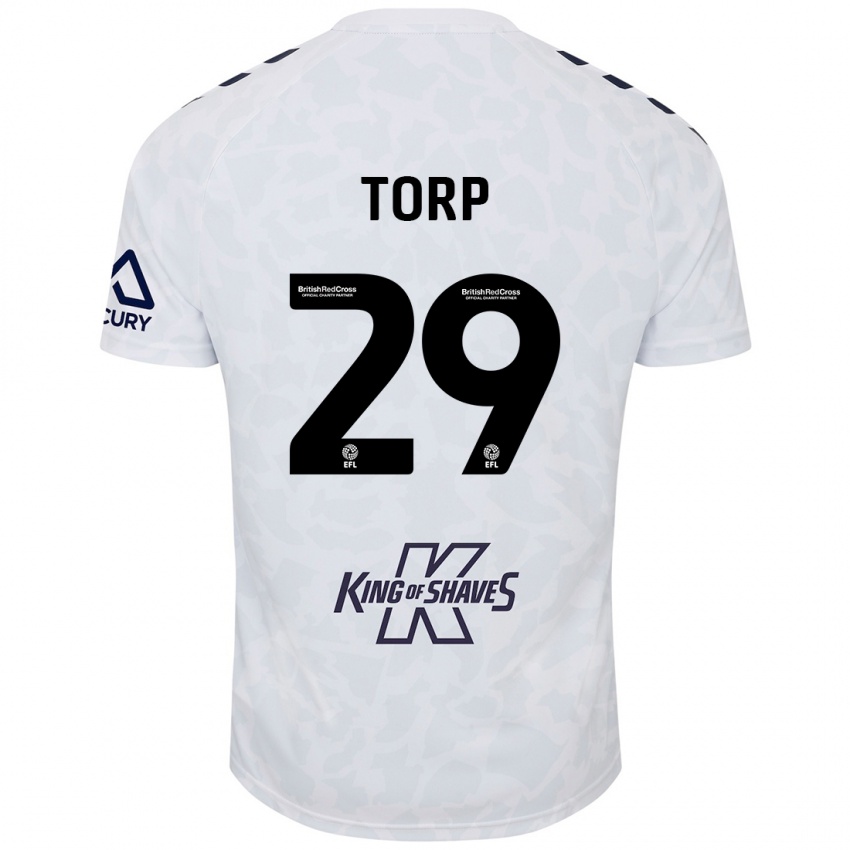 Niño Camiseta Victor Torp #29 Blanco 2ª Equipación 2024/25 La Camisa Chile