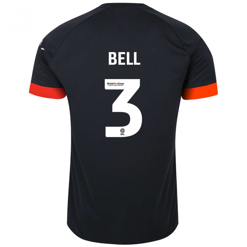 Niño Camiseta Amari'i Bell #3 Negro Naranja 2ª Equipación 2024/25 La Camisa Chile