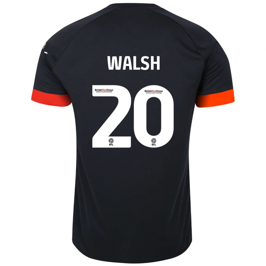 Niño Camiseta Liam Walsh #20 Negro Naranja 2ª Equipación 2024/25 La Camisa Chile