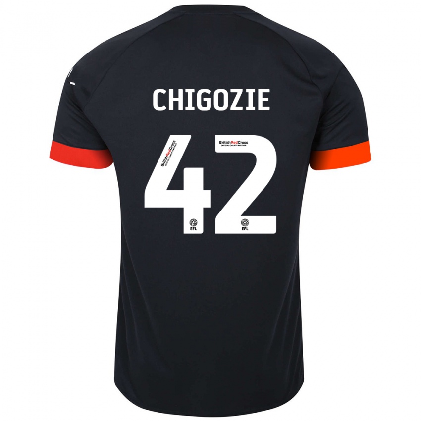 Niño Camiseta Christian Chigozie #42 Negro Naranja 2ª Equipación 2024/25 La Camisa Chile