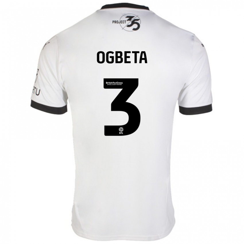 Niño Camiseta Nathanael Ogbeta #3 Blanco Negro 2ª Equipación 2024/25 La Camisa Chile