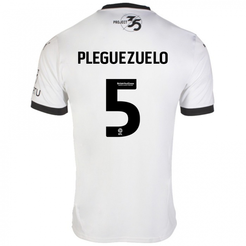 Niño Camiseta Julio Pleguezuelo #5 Blanco Negro 2ª Equipación 2024/25 La Camisa Chile