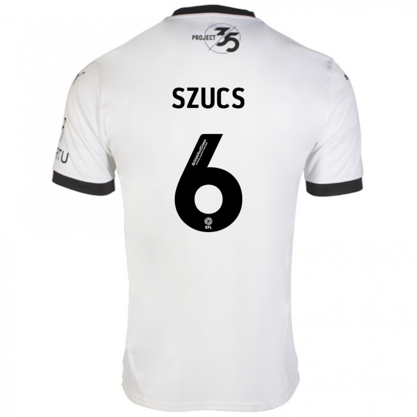 Niño Camiseta Kornél Szűcs #6 Blanco Negro 2ª Equipación 2024/25 La Camisa Chile