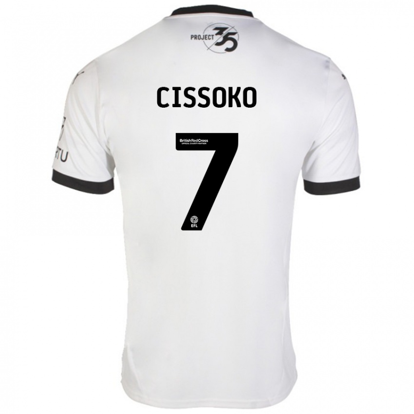 Niño Camiseta Ibrahim Cissoko #7 Blanco Negro 2ª Equipación 2024/25 La Camisa Chile