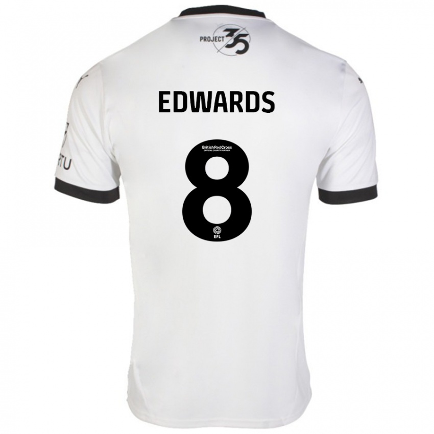 Niño Camiseta Joe Edwards #8 Blanco Negro 2ª Equipación 2024/25 La Camisa Chile