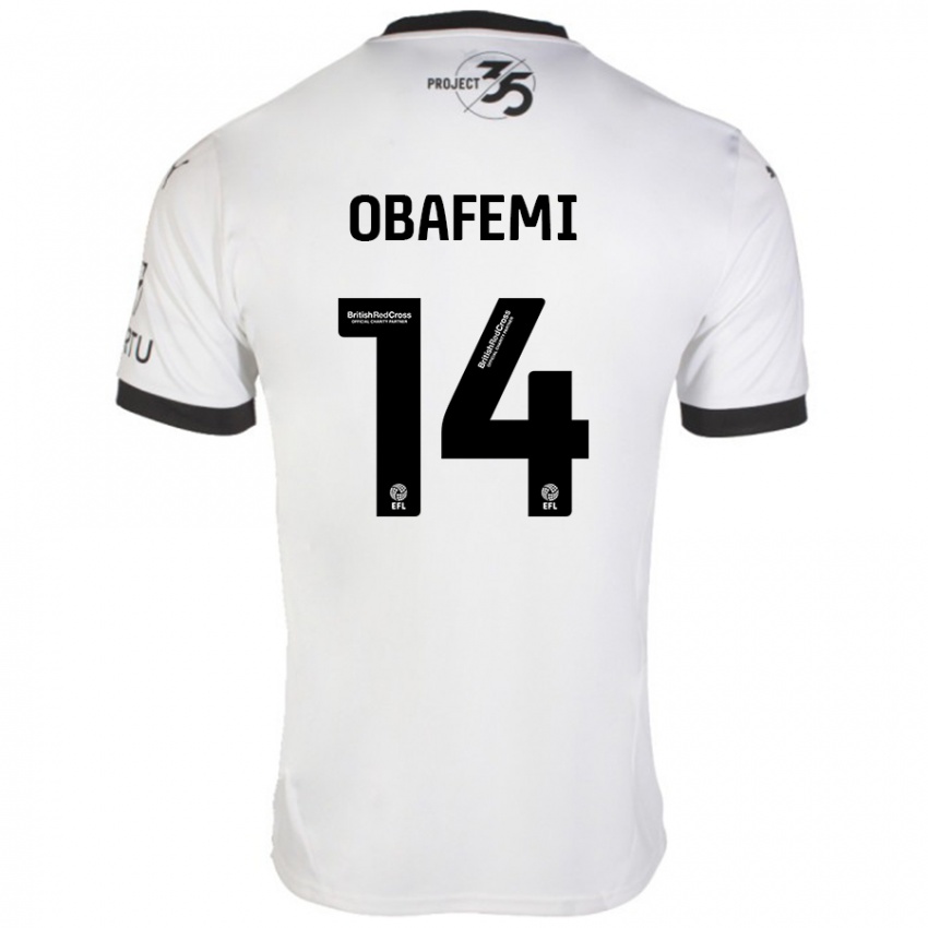 Niño Camiseta Michael Obafemi #14 Blanco Negro 2ª Equipación 2024/25 La Camisa Chile