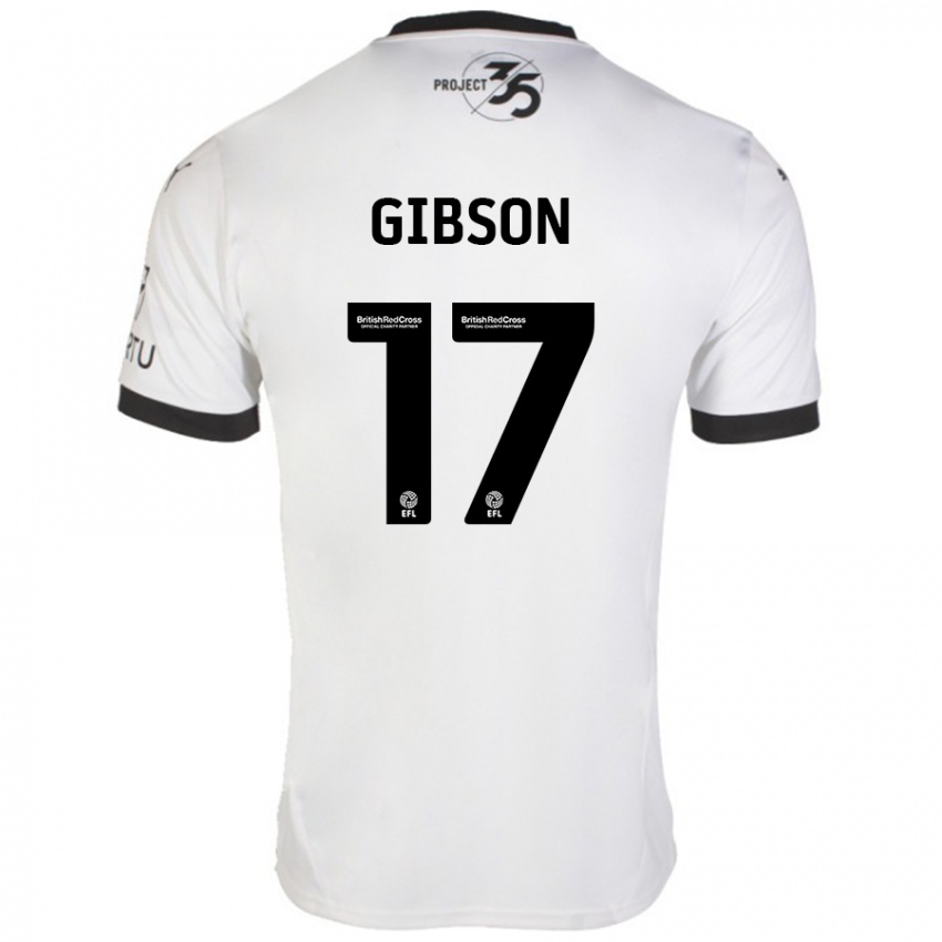 Niño Camiseta Lewis Gibson #17 Blanco Negro 2ª Equipación 2024/25 La Camisa Chile