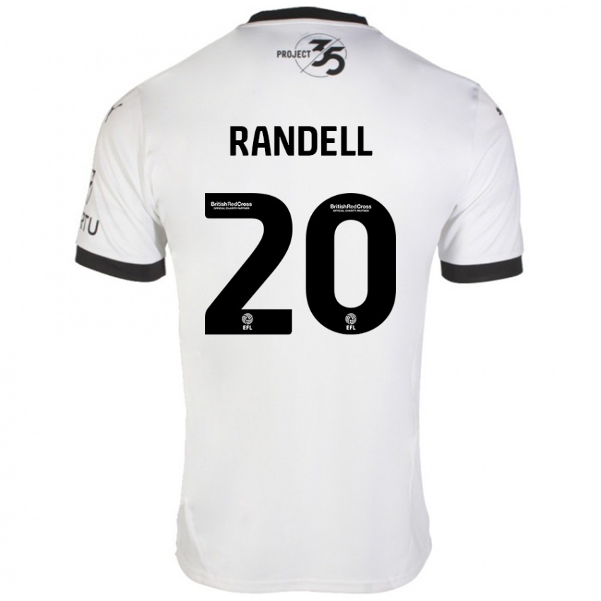 Niño Camiseta Adam Randell #20 Blanco Negro 2ª Equipación 2024/25 La Camisa Chile