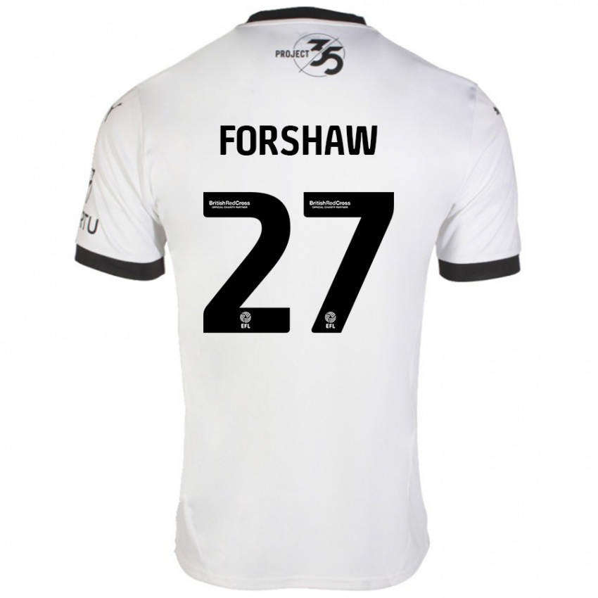 Niño Camiseta Adam Forshaw #27 Blanco Negro 2ª Equipación 2024/25 La Camisa Chile