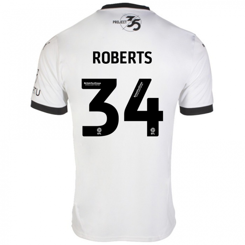 Niño Camiseta Caleb Roberts #34 Blanco Negro 2ª Equipación 2024/25 La Camisa Chile