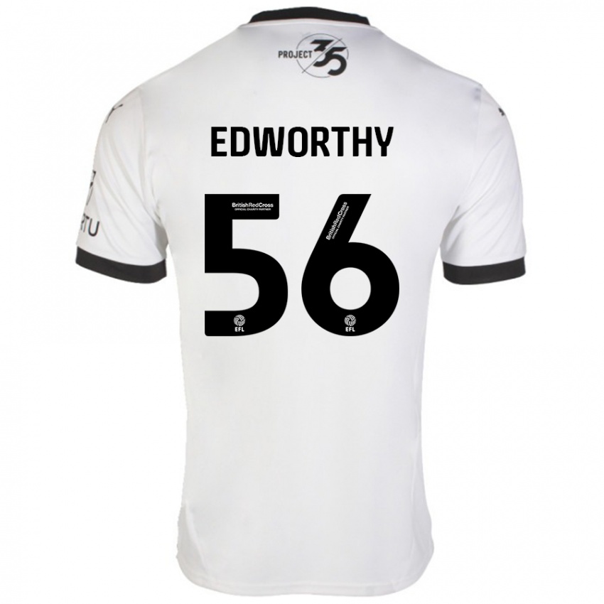 Niño Camiseta Kieran Edworthy #56 Blanco Negro 2ª Equipación 2024/25 La Camisa Chile