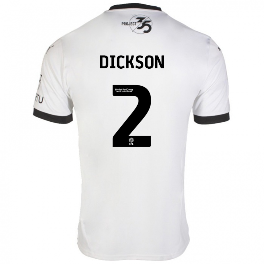 Niño Camiseta Katie Dickson #2 Blanco Negro 2ª Equipación 2024/25 La Camisa Chile