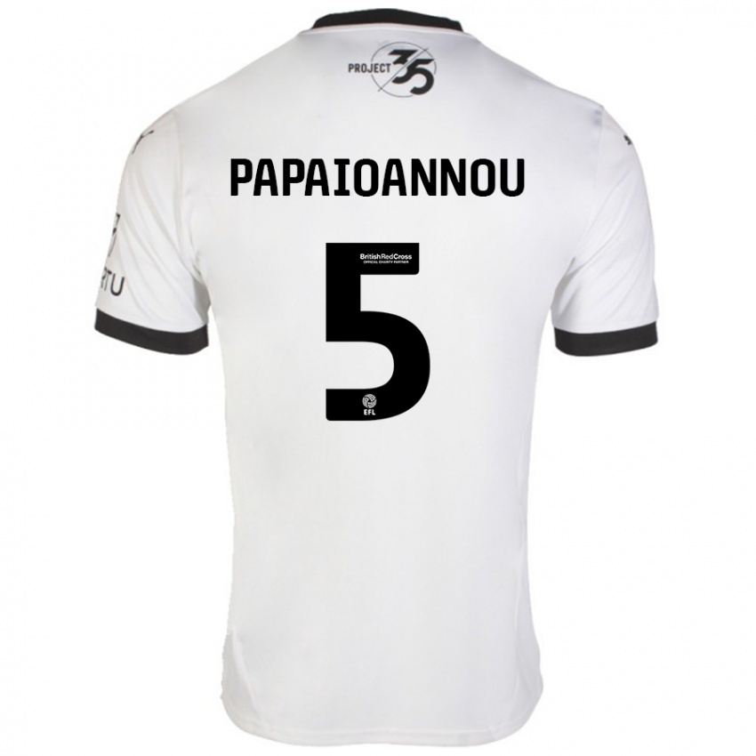 Niño Camiseta Panagiota Papaioannou #5 Blanco Negro 2ª Equipación 2024/25 La Camisa Chile