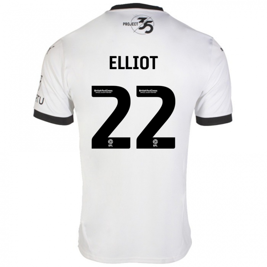 Niño Camiseta Emily Elliot #22 Blanco Negro 2ª Equipación 2024/25 La Camisa Chile