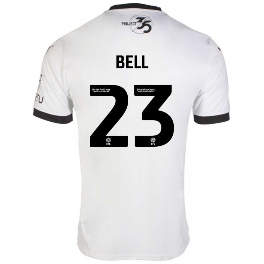 Niño Camiseta Katelyn Bell #23 Blanco Negro 2ª Equipación 2024/25 La Camisa Chile