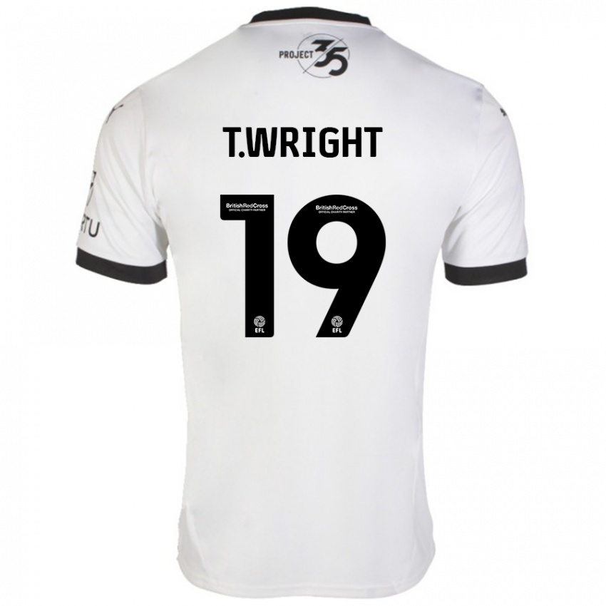 Niño Camiseta Tyreik Wright #19 Blanco Negro 2ª Equipación 2024/25 La Camisa Chile