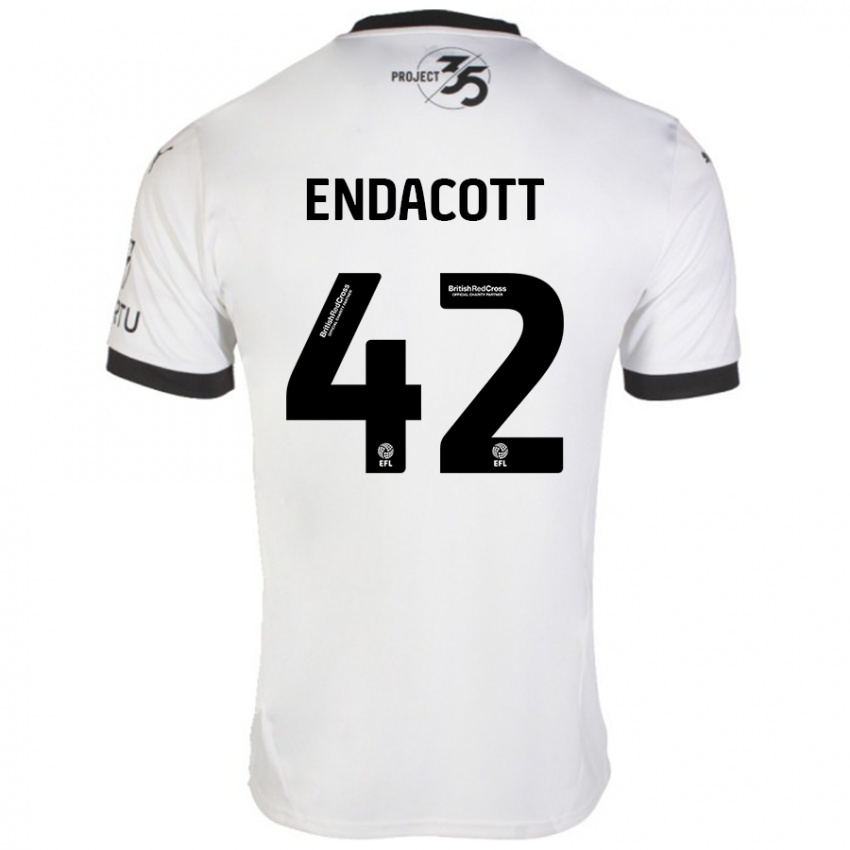 Niño Camiseta Jack Endacott #42 Blanco Negro 2ª Equipación 2024/25 La Camisa Chile