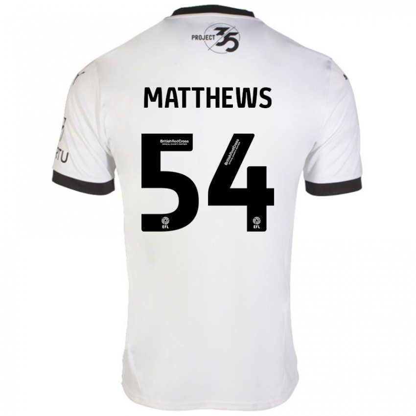 Niño Camiseta Jack Matthews #54 Blanco Negro 2ª Equipación 2024/25 La Camisa Chile