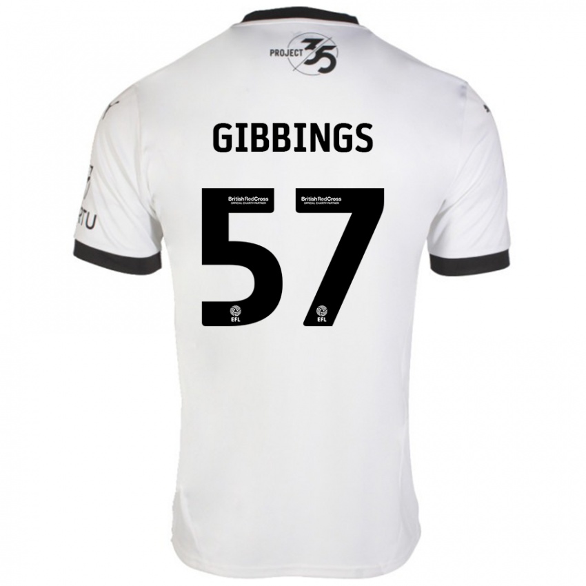 Niño Camiseta Cole Gibbings #57 Blanco Negro 2ª Equipación 2024/25 La Camisa Chile