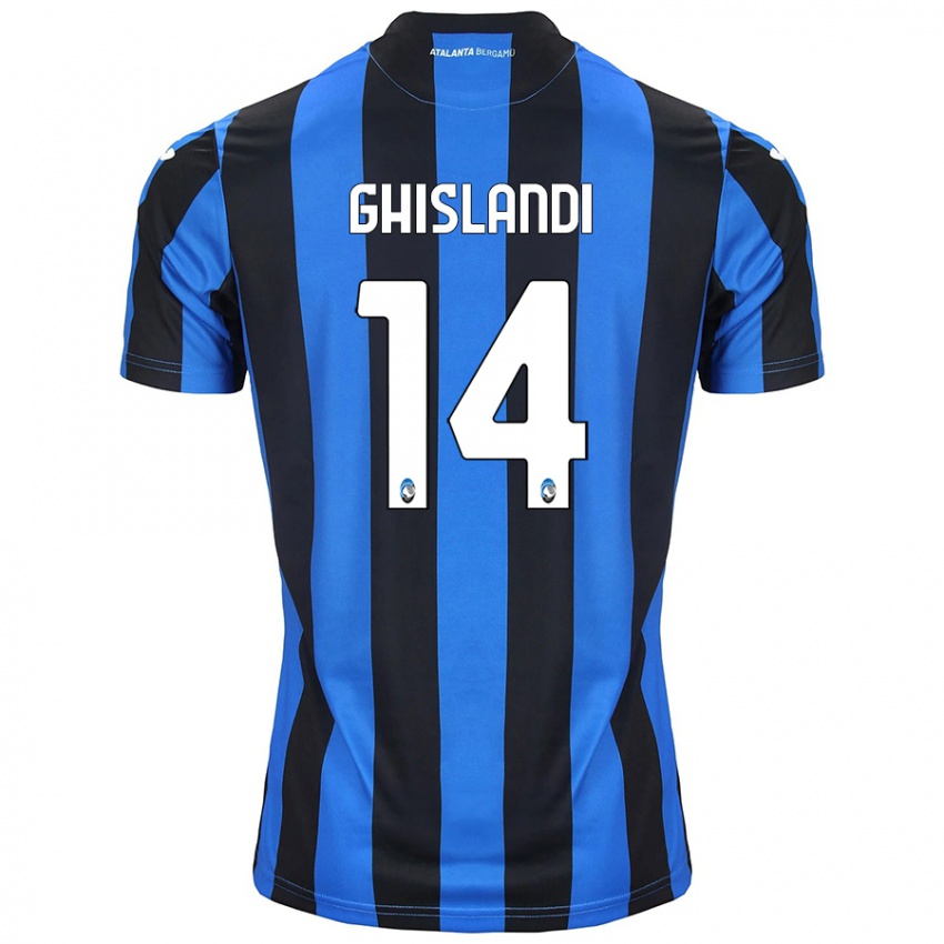 Hombre Camiseta Davide Ghislandi #14 Azul Negro 1ª Equipación 2024/25 La Camisa Chile