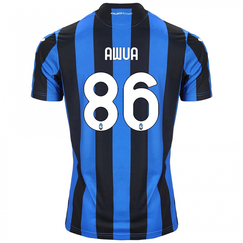 Hombre Camiseta Theophilus Awua #86 Azul Negro 1ª Equipación 2024/25 La Camisa Chile