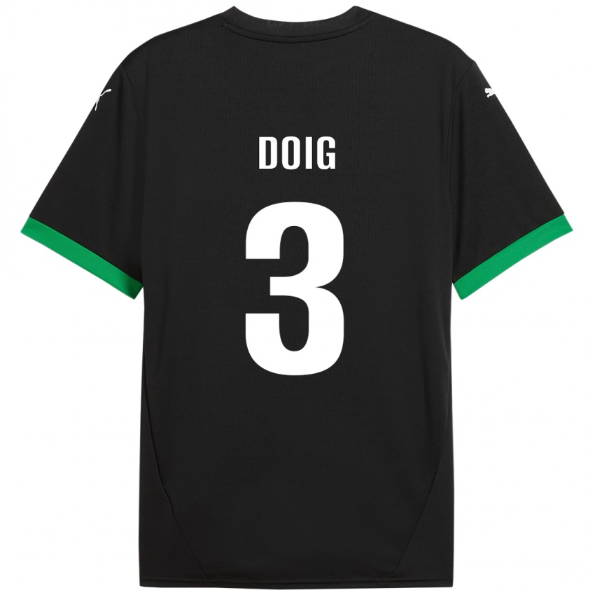 Hombre Camiseta Josh Doig #3 Negro Verde Oscuro 1ª Equipación 2024/25 La Camisa Chile