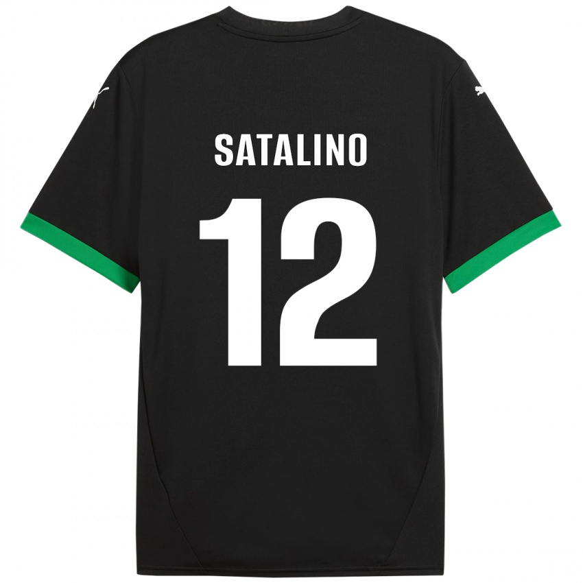 Hombre Camiseta Giacomo Satalino #12 Negro Verde Oscuro 1ª Equipación 2024/25 La Camisa Chile